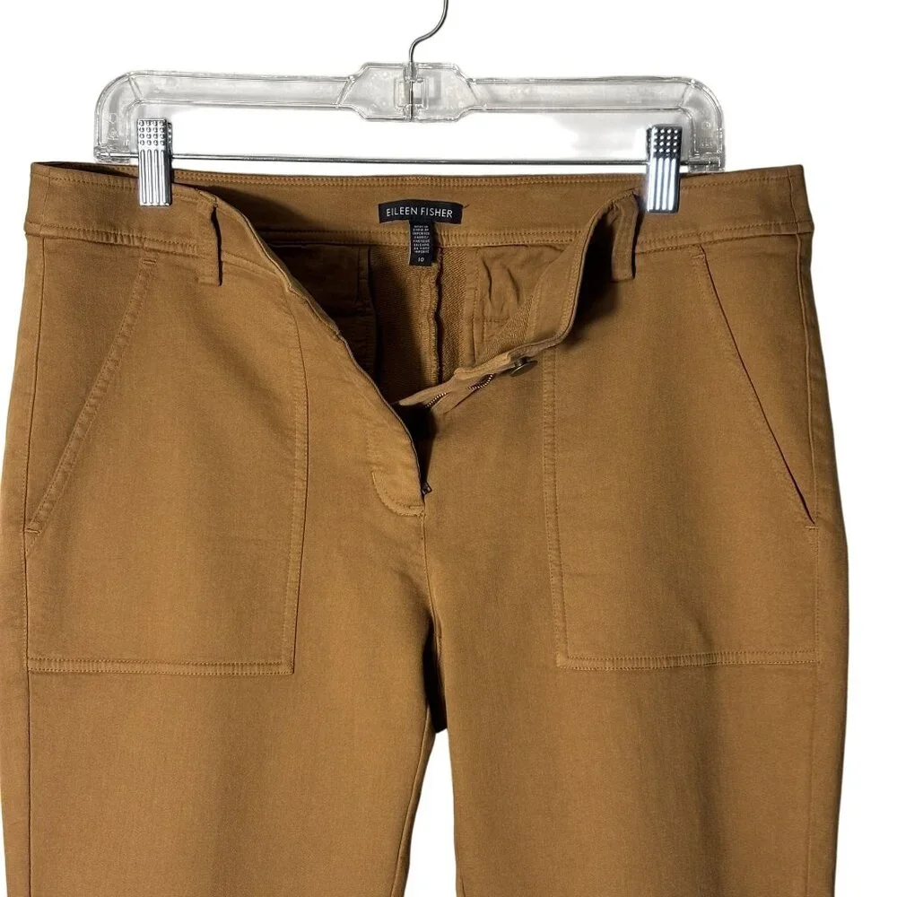 Eileen Fisher Clay Organic Cotton Straight-Leg Pants With Front Patch Pockets - Picture 4 of 14